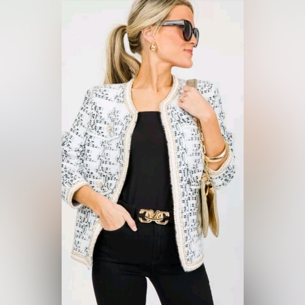 Northern Angel Women’s Sz XL White & Black Long Sleeve Blazer Jacket